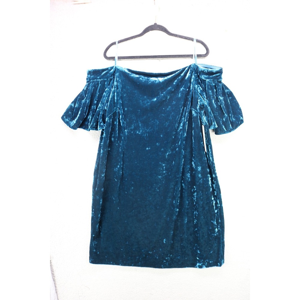 Eliza J Off the Shoulder Velvet Jewel Tone Peacock Blue Dress-22W-NWT-Whimsigoth